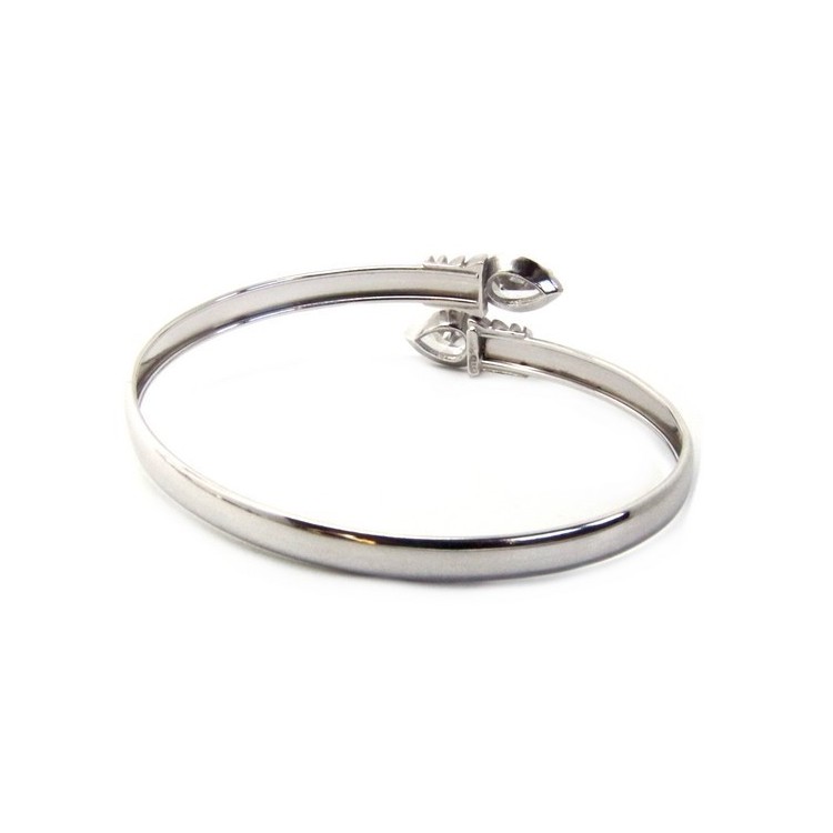 NSA|ARGENTO 925 : Bracciale donna schiava aperto contrarie' zircone bianco goccia 4 griffe