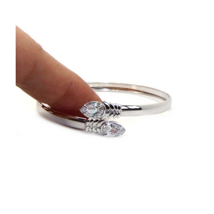 NSA|SILVER 925: Woman slave bracelet open contrarie 'white zircon drop 4 griffe