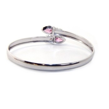 NSA|ARGENTO 925 : Bracciale donna schiava aperto contrarie' zircone rosa goccia 4 griffe