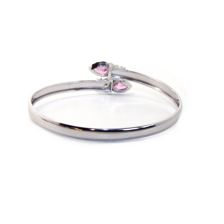 NSA|SILVER 925: Woman slave bracelet open contrarie rose zircon drop 4 griffe