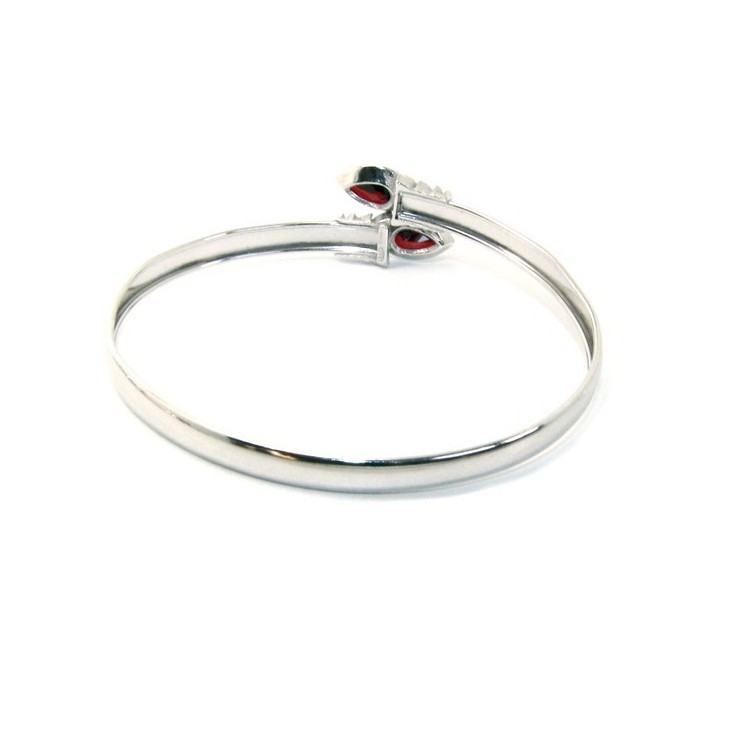 NSA|ARGENTO 925 : Bracciale donna schiava aperto contrarie' zircone rosa goccia 4 griffe