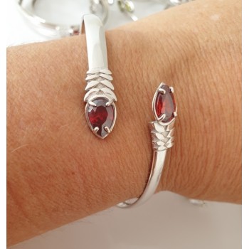 NSA|SILVER 925: Woman slave bracelet open contrarie red zircon drop 4 griffe