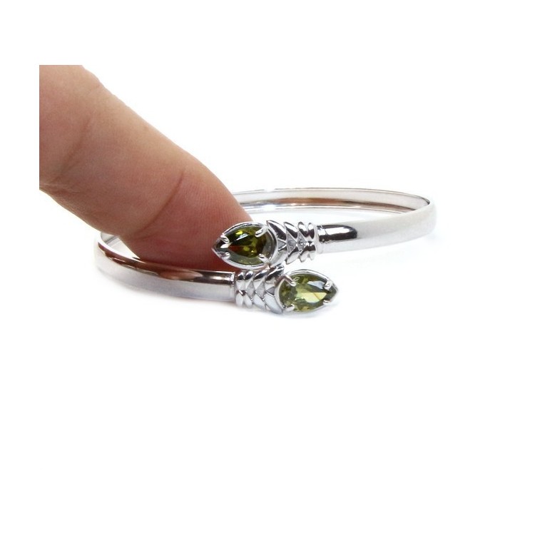 NSA|SILVER 925: Woman slave bracelet open contrarie red zircon drop 4 griffe