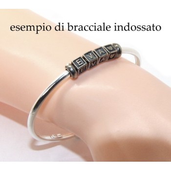 NSA|ARGENTO 925 : Bracciale donna uomo CHARME chiusura brevettata ovale - Nalbori componibili - con 2 STOP 3 lettere LIA