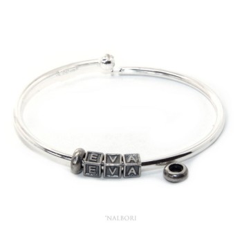 NSA|SILVER 925: Man's Christening Charme patented Oval Closure - Modular Sweatshirts - with 2 STOP and  3 letters ISA