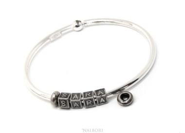 NSA|ARGENTO 925 : Bracciale donna uomo CHARME chiusura brevettata ovale - Nalbori componibili - con 2 STOP 4 lettere INES