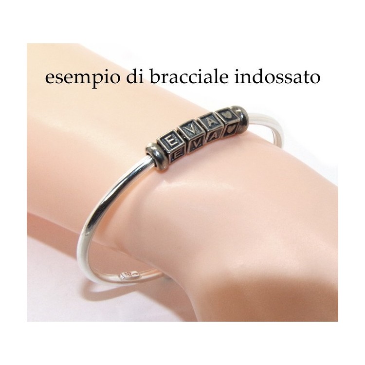 NSA|ARGENTO 925 : Bracciale donna uomo CHARME chiusura brevettata ovale - Nalbori componibili - con 2 STOP 4 lettere PINA