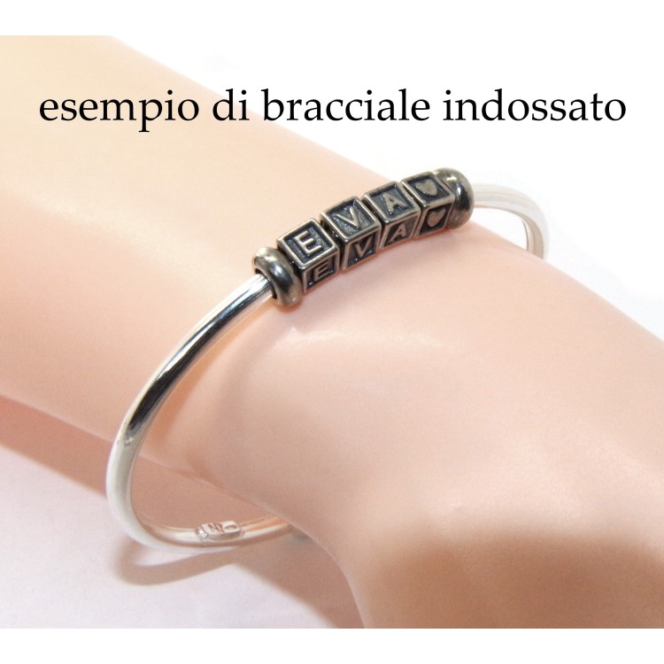 NSA|ARGENTO 925 : Bracciale donna uomo CHARME chiusura brevettata ovale - Nalbori componibili - con 2 STOP 5 lettere MARIA