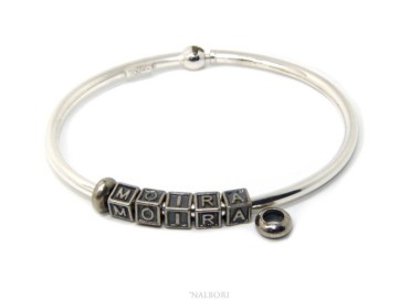 NSA|ARGENTO 925 : Bracciale donna uomo CHARME chiusura brevettata ovale - Nalbori componibili - con 2 STOP 5 lettere MARIA
