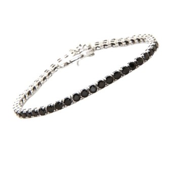 NSA|anklet or tennis bracelet 925 silver black zircon 3 mm NALBORI