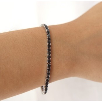 NSA|anklet or tennis bracelet 925 silver black zircon 3 mm NALBORI