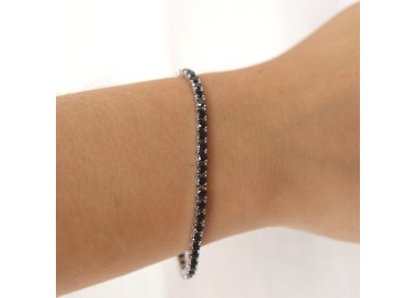 NSA|cavigliera o bracciale tennis argento 925 zircone nero 3 mm NALBORI