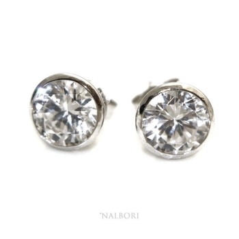 NSA|Silver 925: earrings woman man large onion 8 mm cubic zirconia