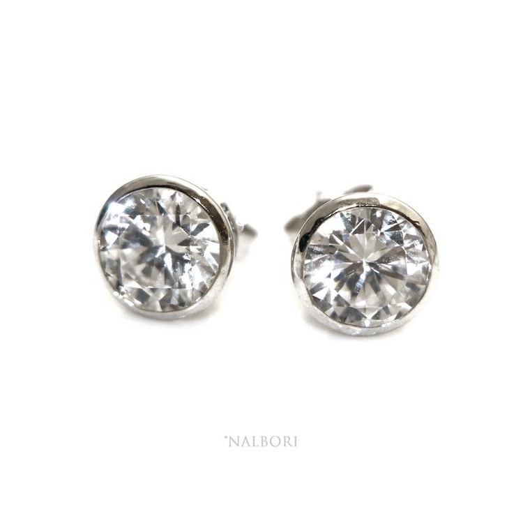 NSA|Silver 925: earrings woman man large onion 8 mm cubic zirconia