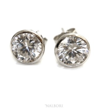 NSA|Argento 925 : orecchini donna uomo grandi cipollina 8 mm zirconi bianchi