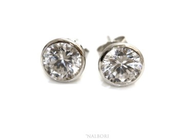 NSA|Silver 925: earrings woman man large onion 8 mm cubic zirconia
