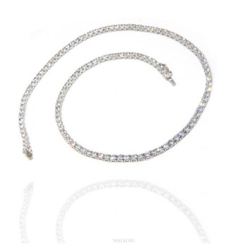NSA|Argento 925 : Collana Collier donna modello Tennis con zirconi bianchi griffe 3 mm taglio brillante