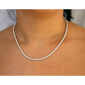 NSA|nalbori Argento 925 : Collana Collier donna modello Tennis con zirconi bianchi griffe 3 mm taglio brillante