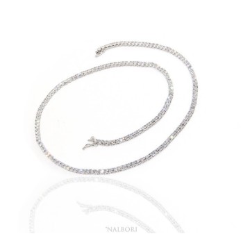NSA|Argento 925 : Collana Collier donna modello Tennis con zirconi bianchi griffe 3 mm taglio brillante