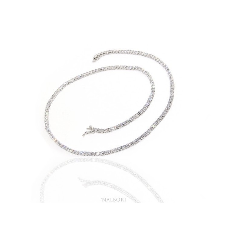 NSA|Argento 925 : Collana Collier donna modello Tennis con zirconi bianchi griffe 3 mm taglio brillante