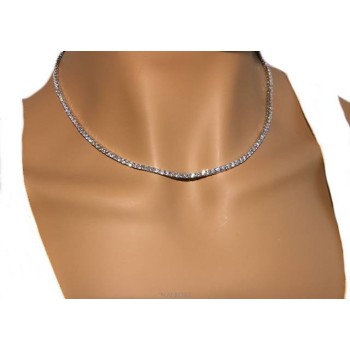 NSA|Collana Collier donna modello Tennis NALBORI in argento 925 con zirconi bianchi griffe 2,5 mm taglio brillante