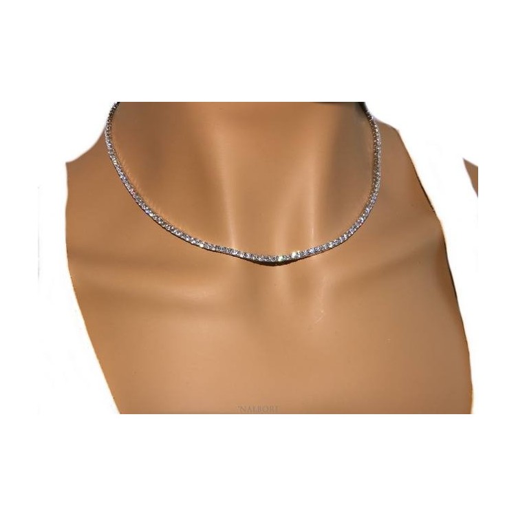 NSA|925: Necklace Collier Tennis woman model with cubic zirconia jaws 2,5 mm brilliant cut
