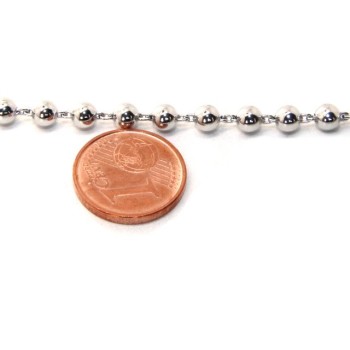 NSA|Bracciale rosario per uomo e donna in Argento 925 croce liscia palline 4 mm varie lunghezze Rodiato