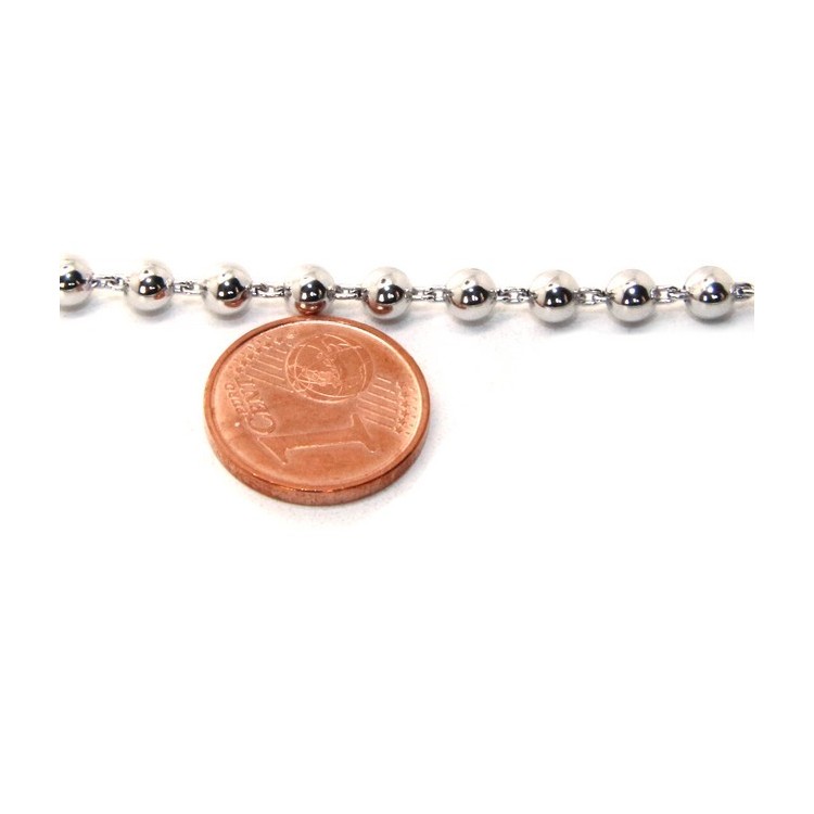 NSA|Rosary bracelet for men and women in 925 sterling silver cross smooth balls 4 mm various lengths Rhodium