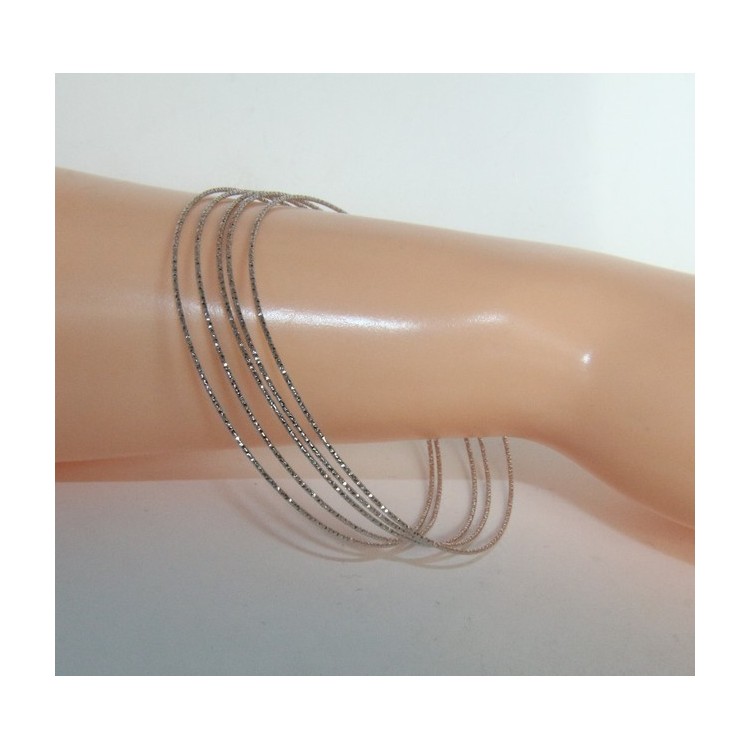 NSA|Silver 925 Bracelet bangle woman diamond circles 5 pieces