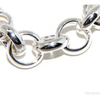NSA|Woman bracelet in 925 silver, not rhodium, rolo 'circles also to hang pendants 19 - 20 cm