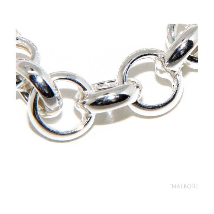 NSA|Woman bracelet in 925 silver, not rhodium, rolo 'circles also to hang pendants 19 - 20 cm
