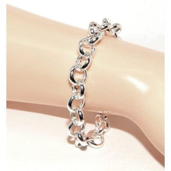 NSA|Woman bracelet in 925 silver, not rhodium, rolo 'circles also to hang pendants 19 - 20 cm