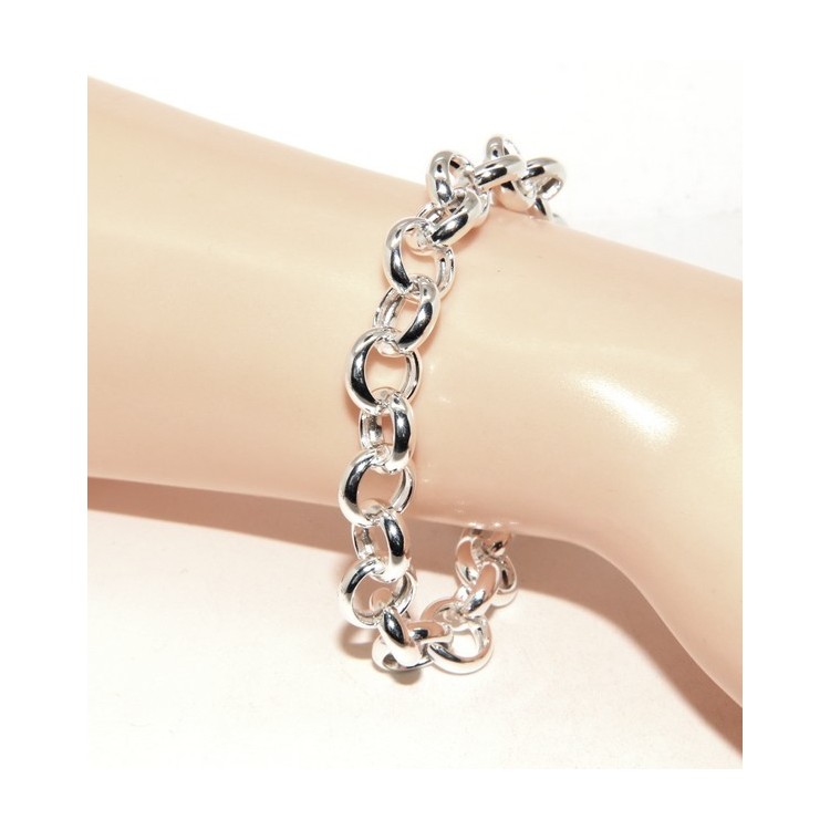 NSA|Woman bracelet in 925 silver, not rhodium, rolo 'circles also to hang pendants 19 - 20 cm