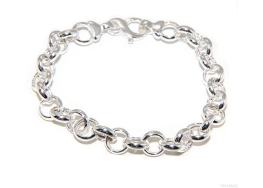 NSA|Woman bracelet in 925 silver, not rhodium, rolo 'circles also to hang pendants 19 - 20 cm