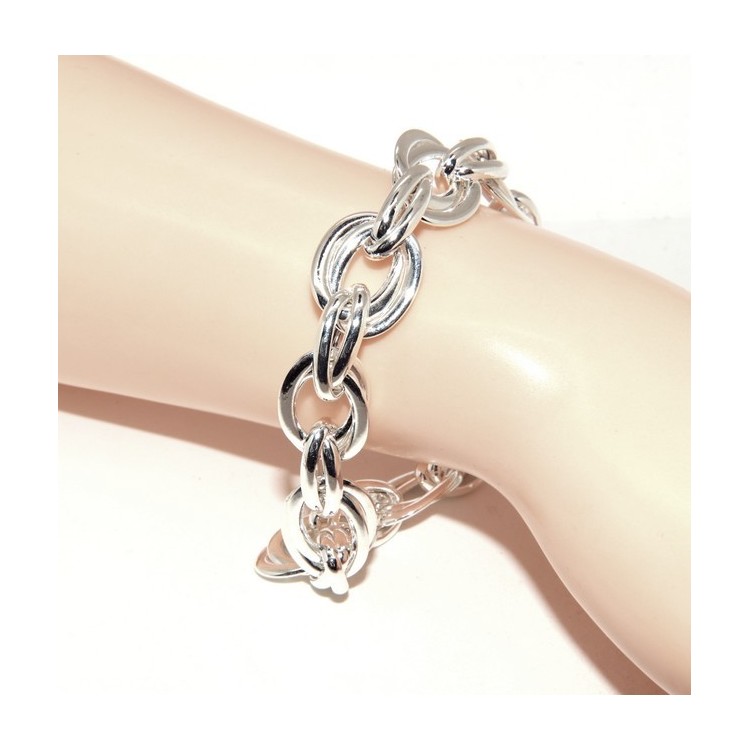 NSA|Woman bracelet in 925 sterling silver, 17 cm double oval link