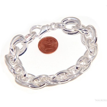 NSA|Bracciale donna in Argento 925 non rodiato, maglia ovale doppia 17 cm
