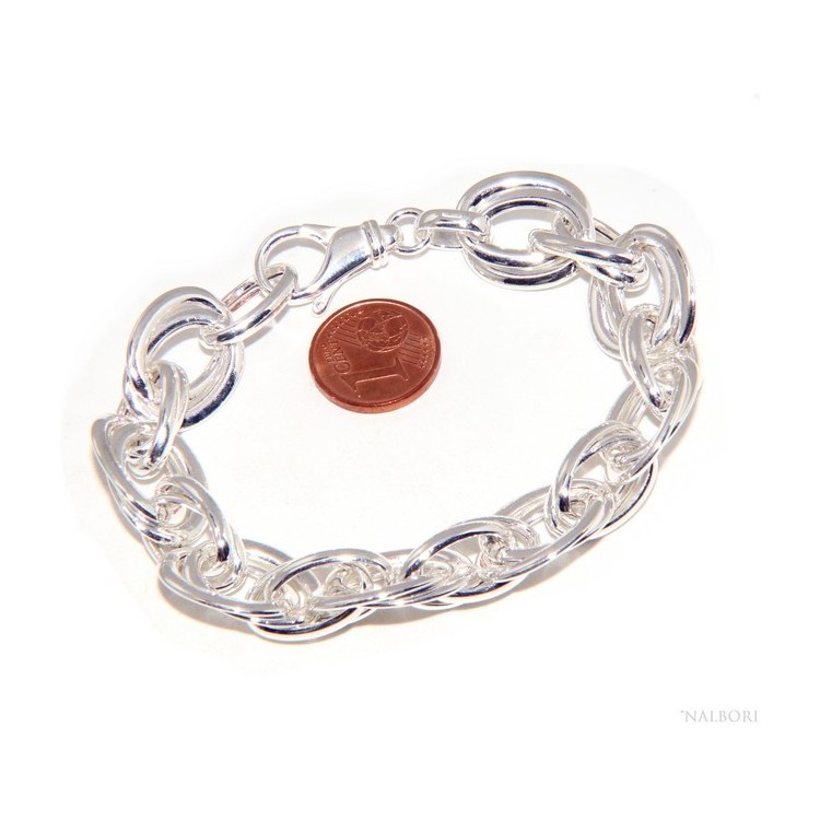 NSA|Woman bracelet in 925 sterling silver, 17 cm double oval link