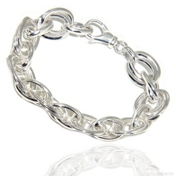 NSA|Woman bracelet in 925 sterling silver, 17 cm double oval link