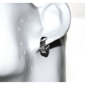 NSA|Silver 925: massive earrings with circles for man and woman diamonds 13 mm 1 pair