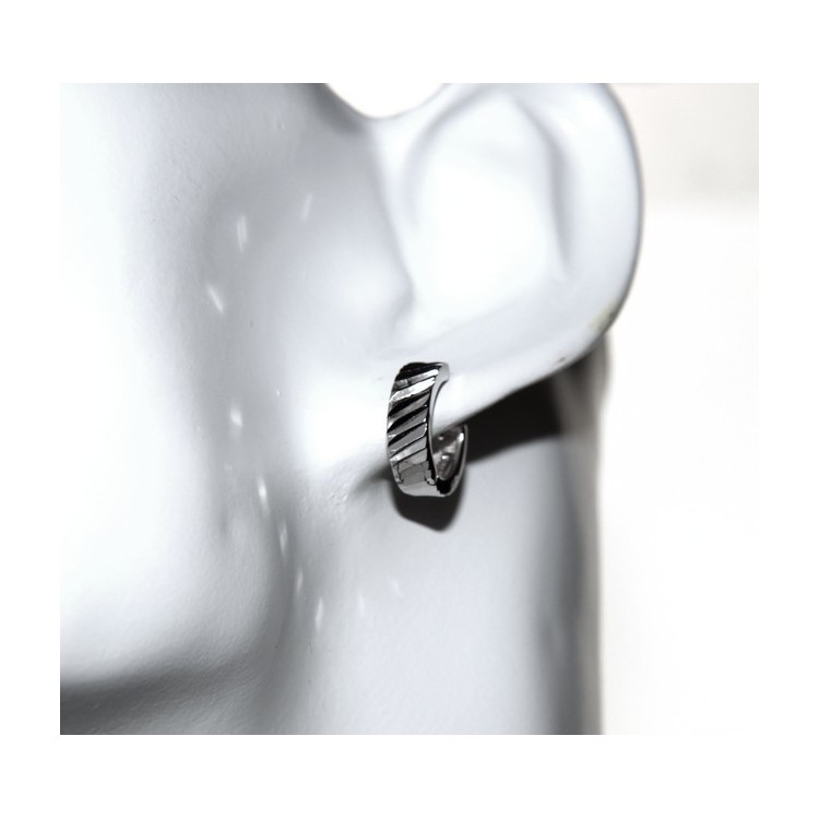 NSA|Silver 925: massive earrings with circles for man and woman diamonds 13 mm 1 pair