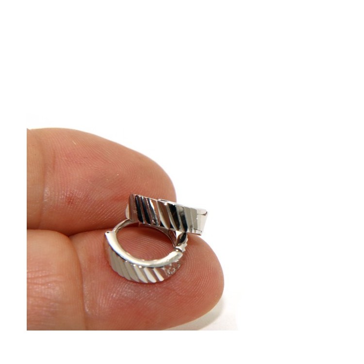 NSA|NALBORI Silver 925: massive earrings with circles for man and woman diamonds 13 mm 1 pair