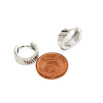 NSA|NALBORI Silver 925: massive earrings with circles for man and woman diamonds 13 mm 1 pair