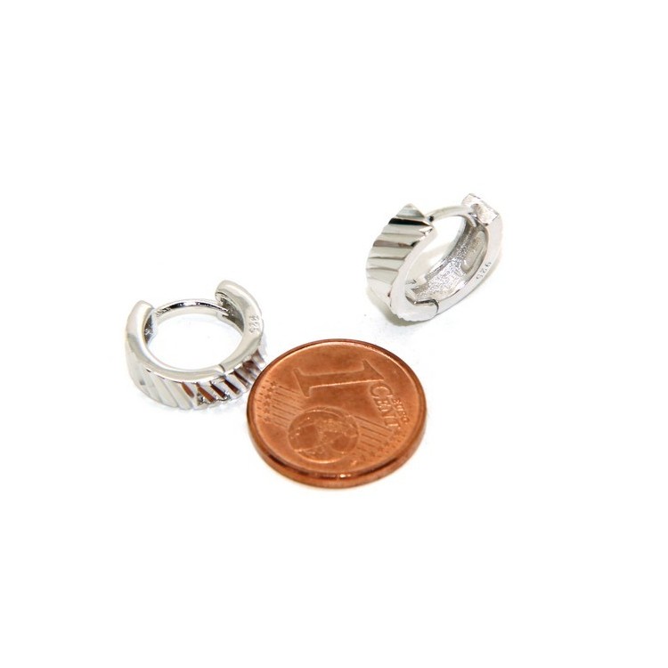 NSA|NALBORI Silver 925: massive earrings with circles for man and woman diamonds 13 mm 1 pair