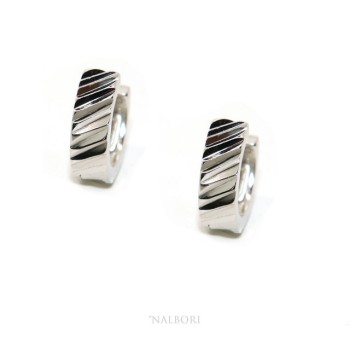 NSA|Silver 925: massive earrings with circles for man and woman diamonds 13 mm 1 pair