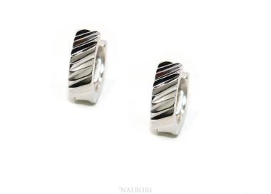 NSA|Silver 925: massive earrings with circles for man and woman diamonds 13 mm 1 pair