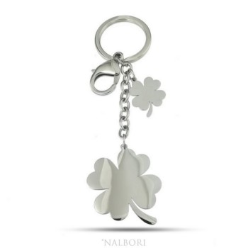 NSA|Key ring man or woman in steel hook and ring with four-leaf clover laser cut