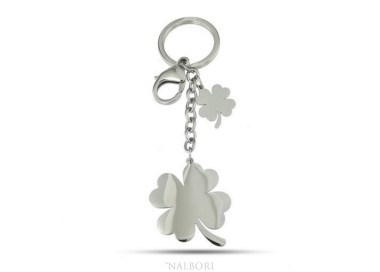 NSA|Key ring man or woman in steel hook and ring with four-leaf clover laser cut