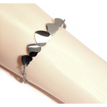 NSA|NALBORI bracelet woman anallergic steel with central 5 hearts