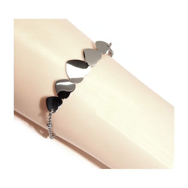 NSA|NALBORI bracelet woman anallergic steel with central 5 hearts