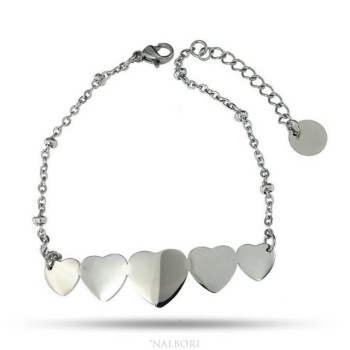 NSA|NALBORI bracelet woman anallergic steel with central 5 hearts